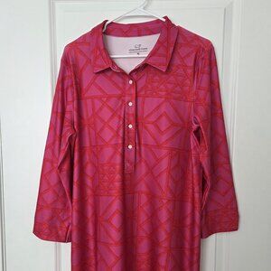 Vineyard Vines Dress Women XL Red & Pink Long Sleeve Preppy